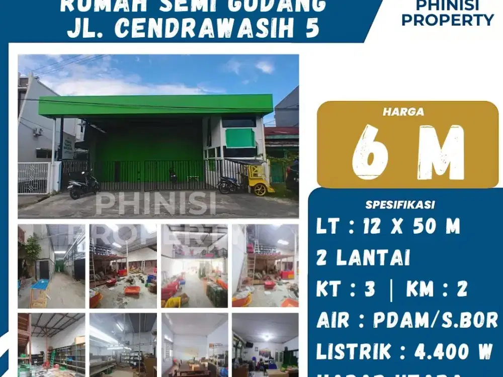 DIJUAL Rumah semi Gudang di Jalan Cendrawasih 5