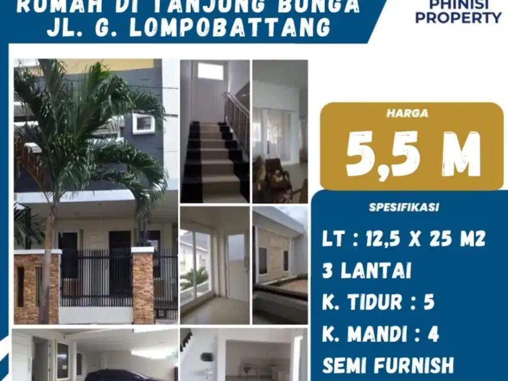 DIJUAL Rumah Jalan Gunung Lompobattang Tanjung Bunga