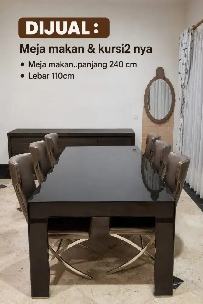 Meja makan kaca mewah