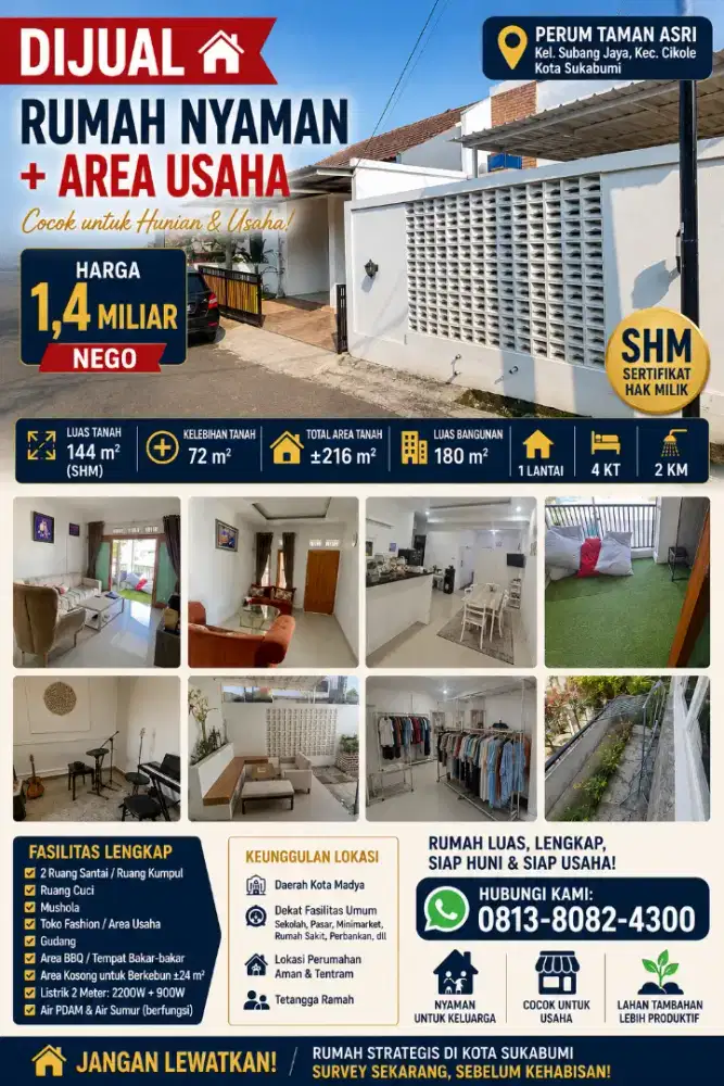 DI JUAL RUMAH NYAMAN DAN ASRI DI KOTA SUKABUMI