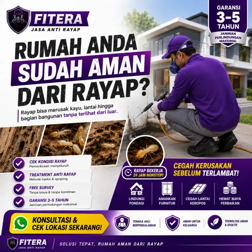 Jasa Anti Rayap Fitera | Garansi 3–5 Tahun | Free Survey