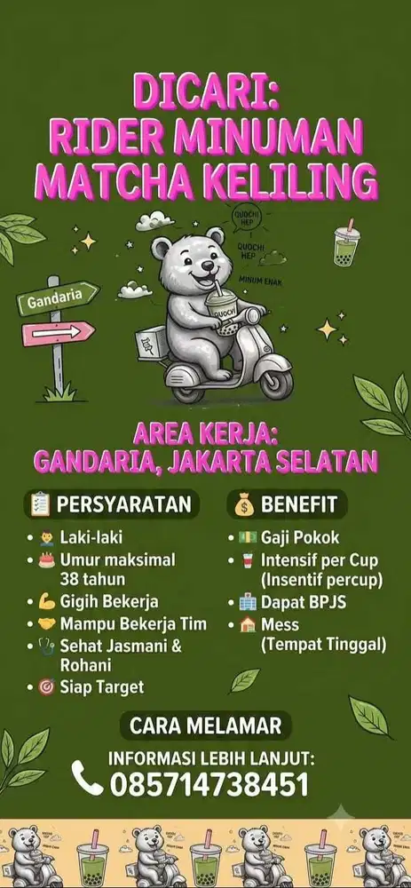LOWONGAN KERJA RIDER PENJUAL MINUMAN