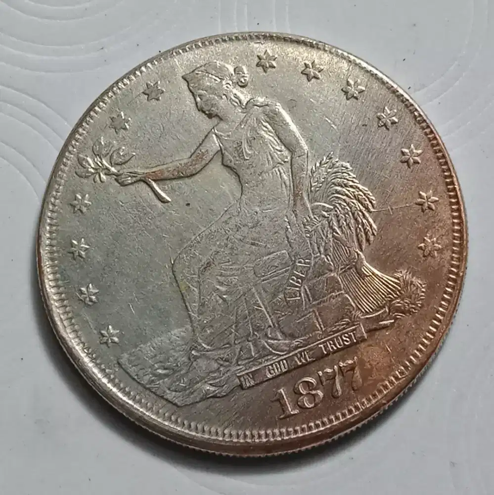 Koin Langka 1877 DOLLAR SEATED LIBERTY USA AMERIKA BESAR 38MM