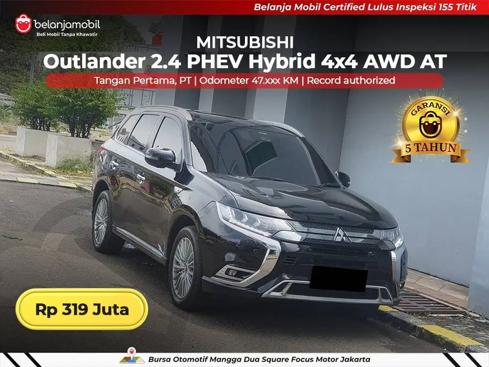 [ 4x4 ] Mitsubishi Outlander 2.4 PHEV Hybrid AWD AT 2019/2020 AT Hitam