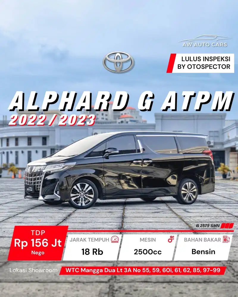 [KM 18 RB] Toyota Alphard G ATPM 2023 NIK 2022 low KM non hybrid 2021