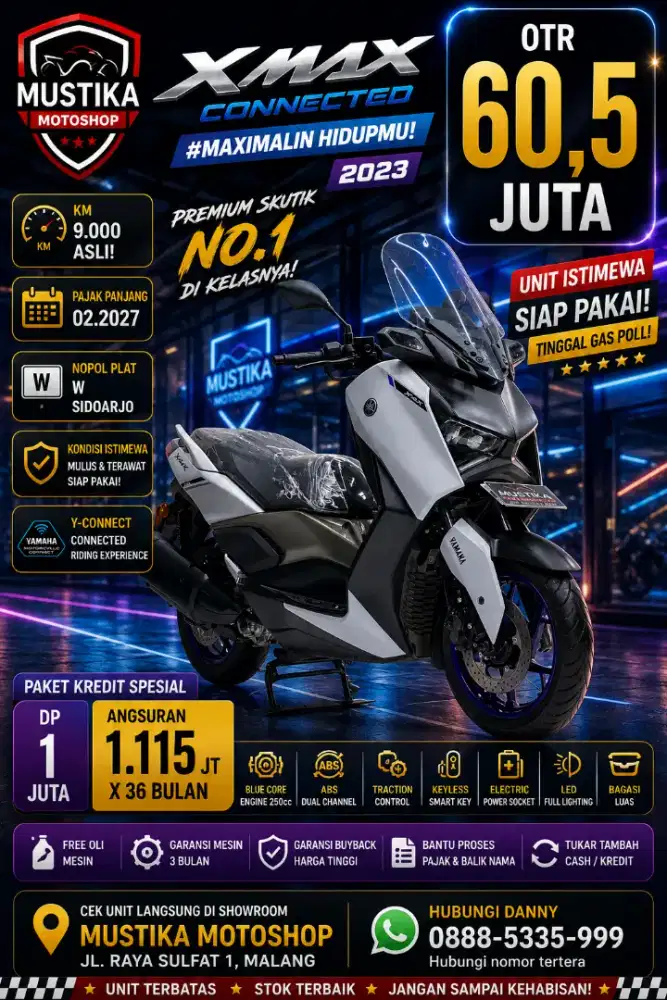 Yamaha Xmax Connected 2023. Km 9rb. DANNY Mustika Sulfat
