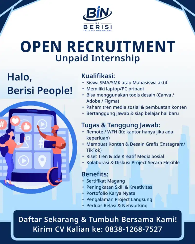 Open Recruitment Unpaid Internship