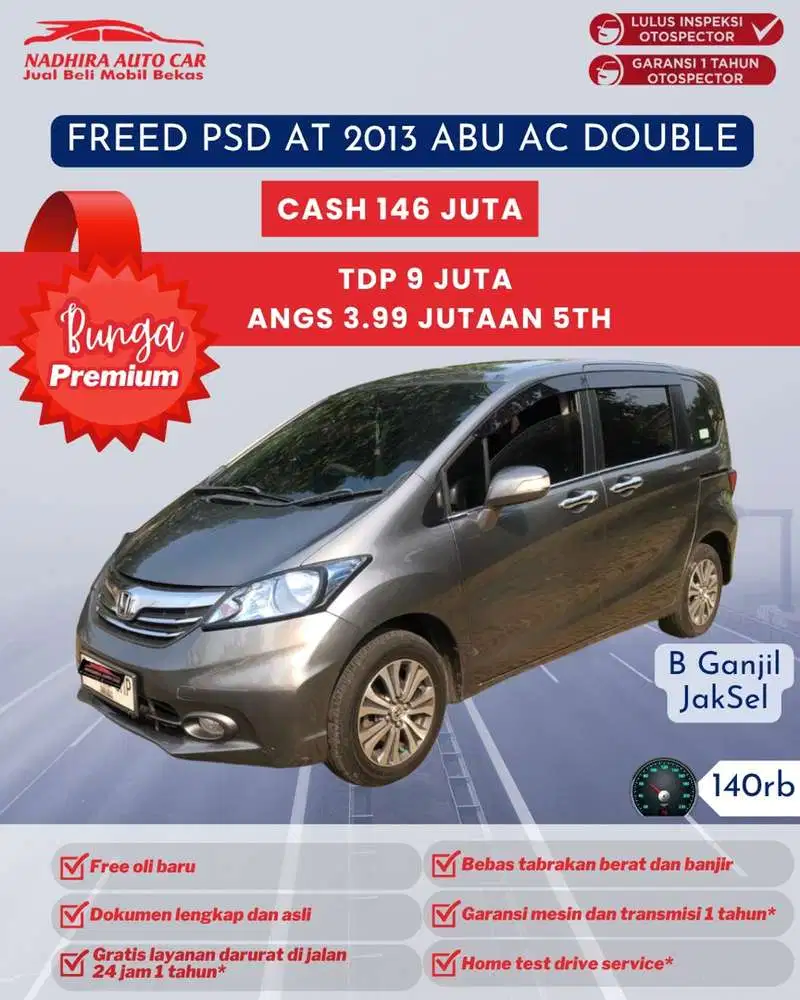 Angsuran Bunga Premium 3 Jutaan Freed PSD AT 2013 Abu Ac Double
