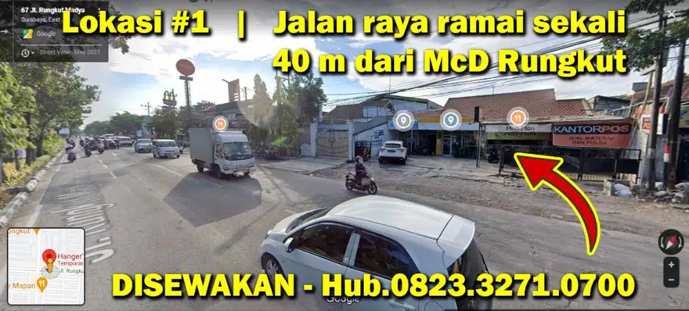 DISEWAKAN CEPAT MURAH TOKO SEBELAH McD & Richesee RUNGKUT