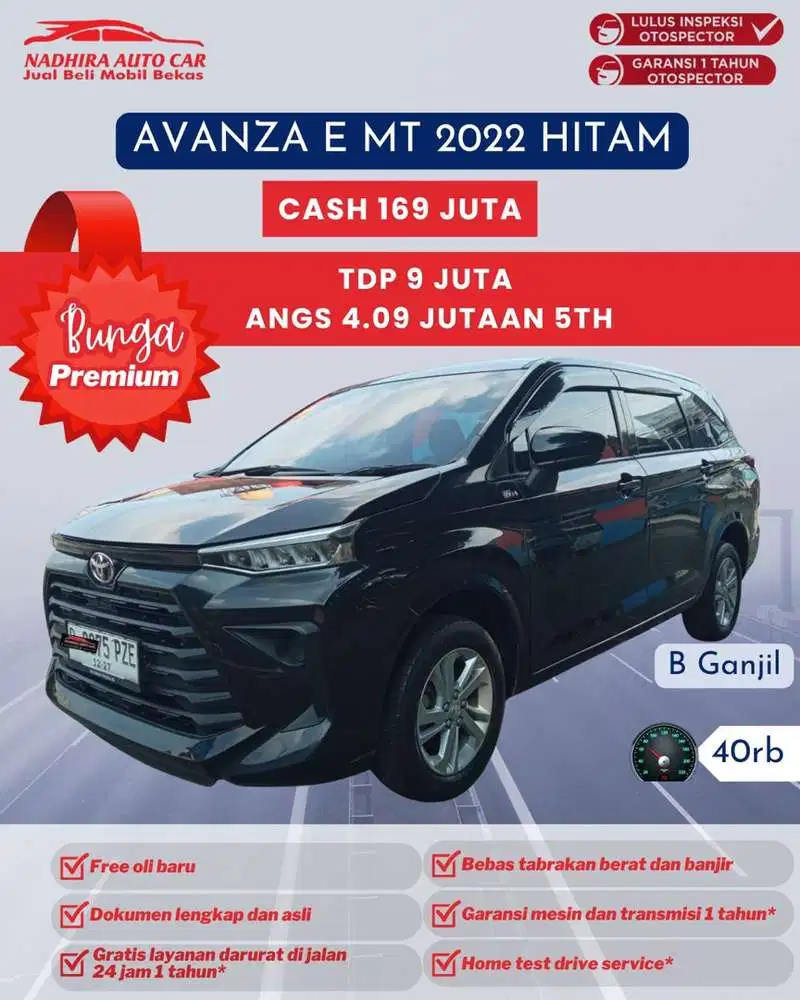 Angsruan Bunga Premium 4 Jutaan Avanza E MT 2022 Hitam