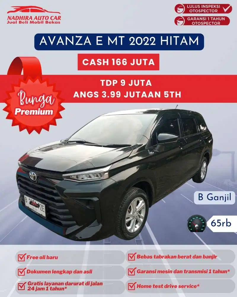 Angsruan Bunga Premium 3 Jutaan Avanza E MT 2022 Hitam