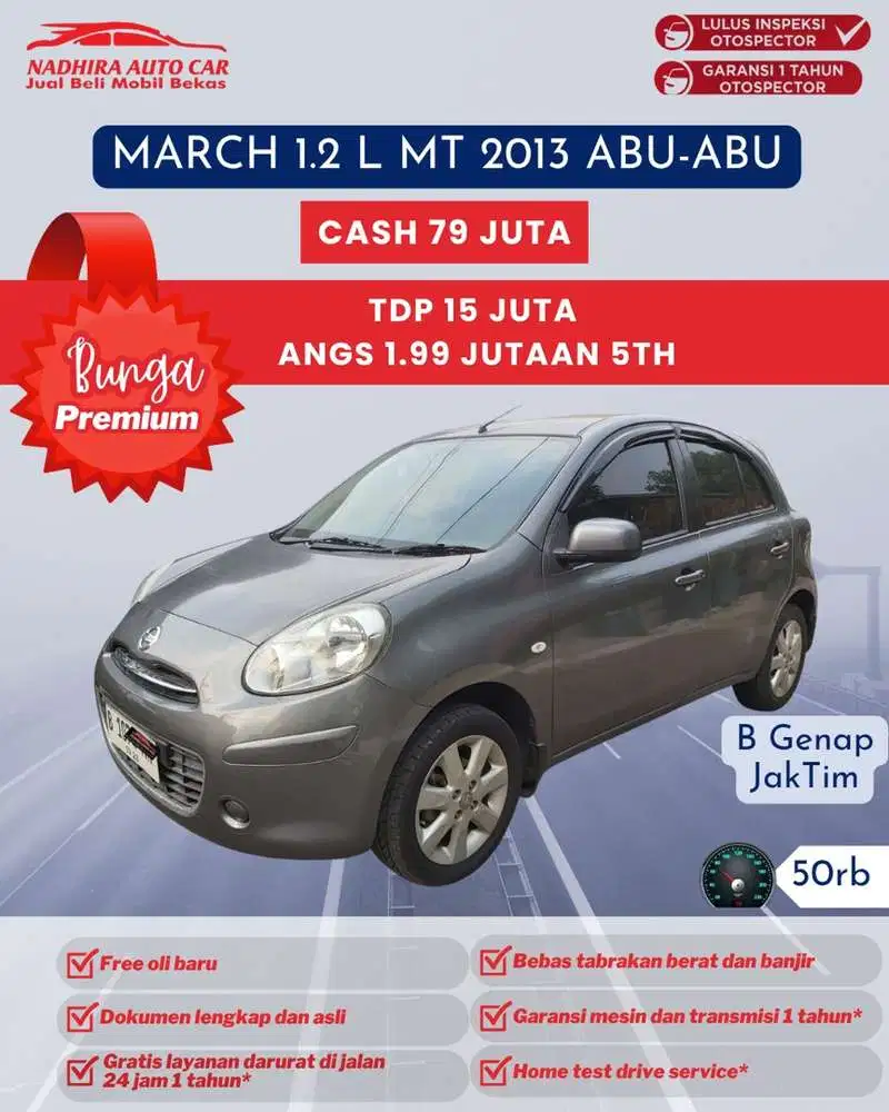 Angsuran Bunga Premium 1 Jutaan March 1.2 L MT 2013 Abu
