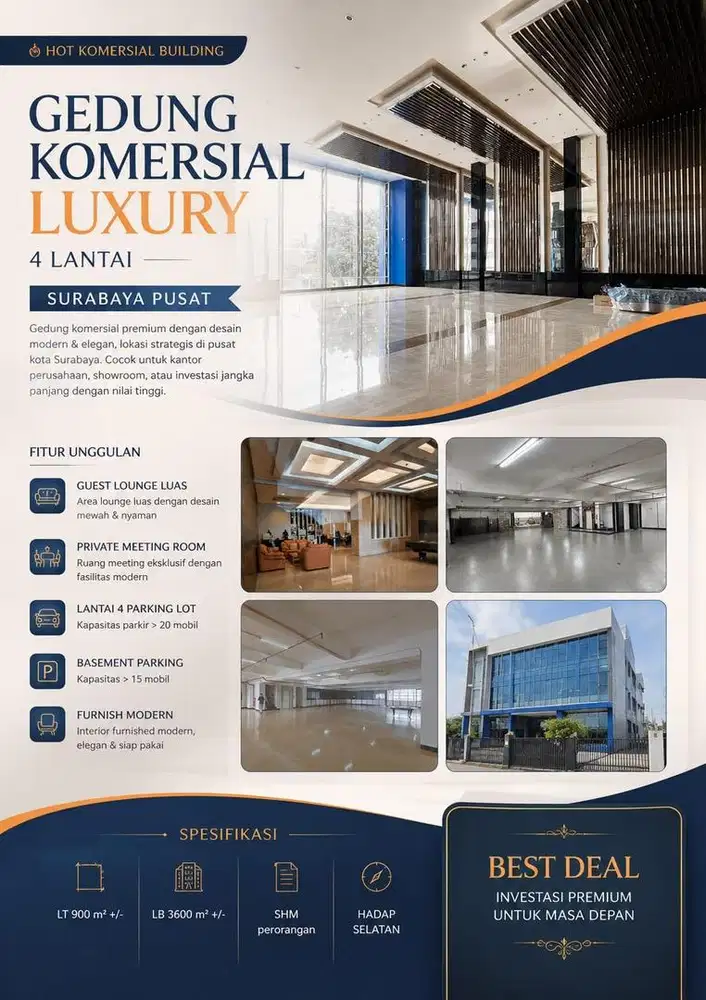 BONAFIDE! DIJUAL GEDUNG KOMERSIAL MEWAH SURABAYA PUSAT 4 LT FURNISHED