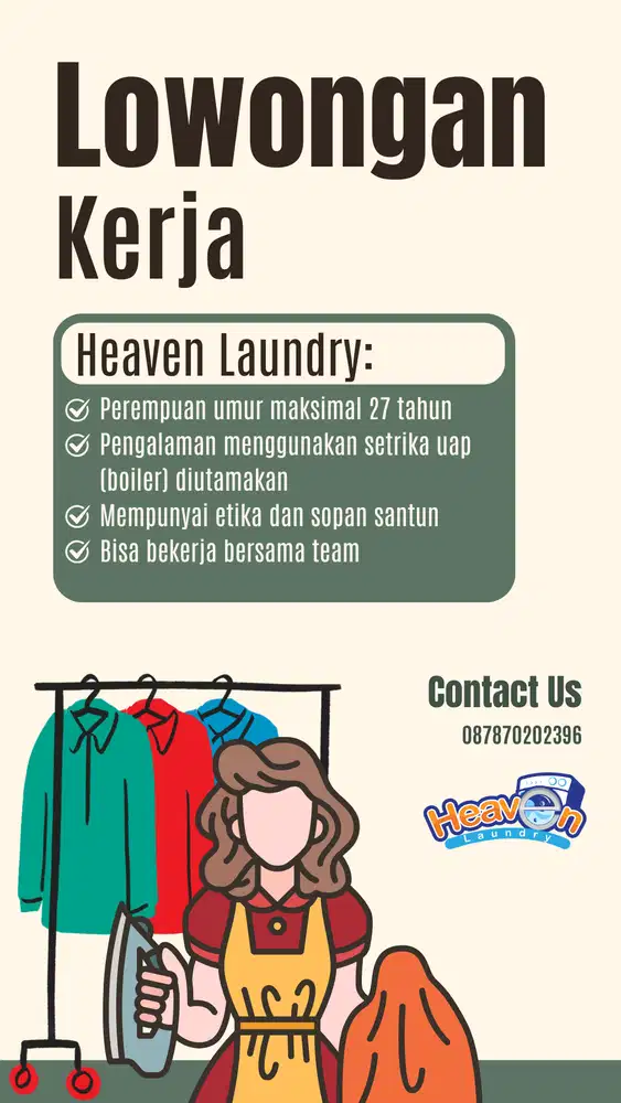 Lowongan Kerja Setrika Uap Laundry