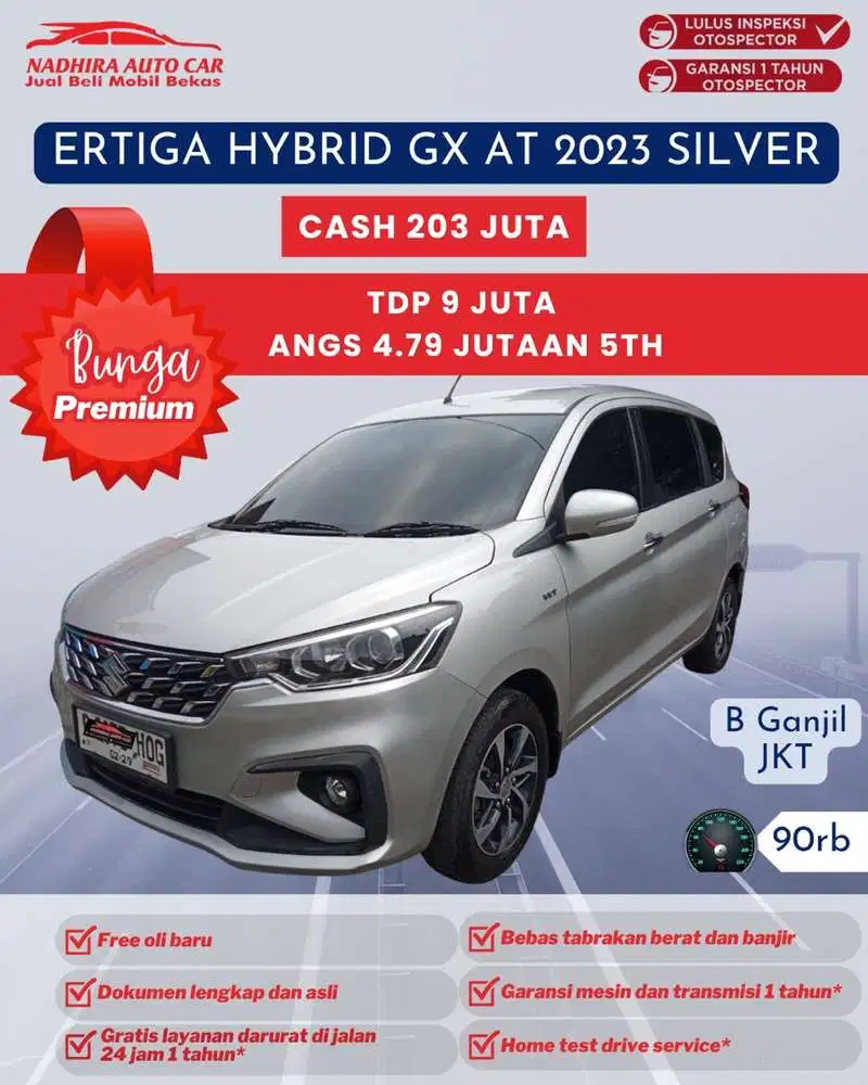 Angsuran Bunga Premium 4 Jutaan Ertiga GX Hybrid AT 2023 Silver