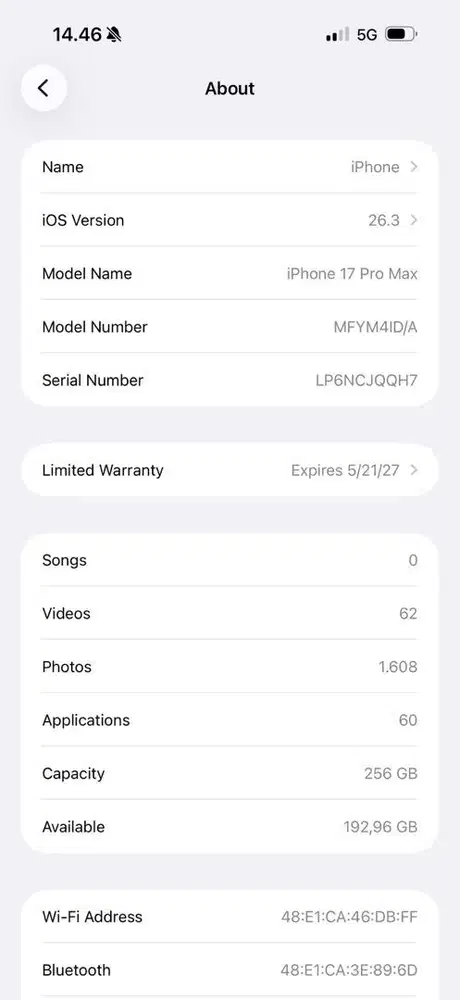 JUAL IPHONE 17 PROMAX 256 GB DIGIMAP - BU