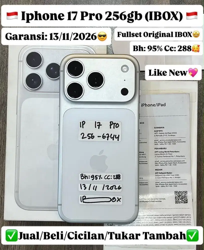 Iphone 17 Pro 256 Gb Silver Ibox garansi on