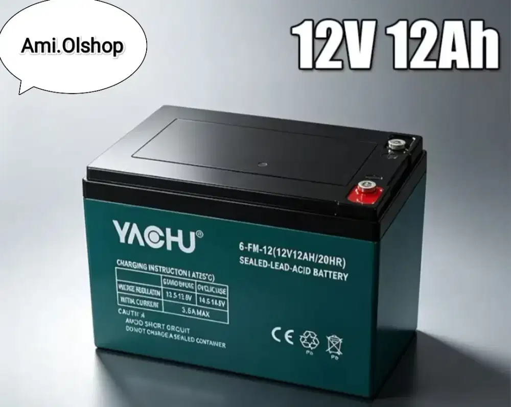Aki kering YACHU sepeda listrik 12v 12Ah BARU
