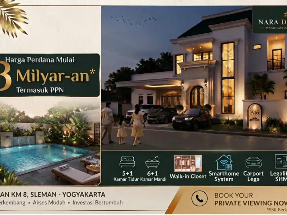 Rumah Super Mewah Jogja Legalitas SHM Bonus Private Pool