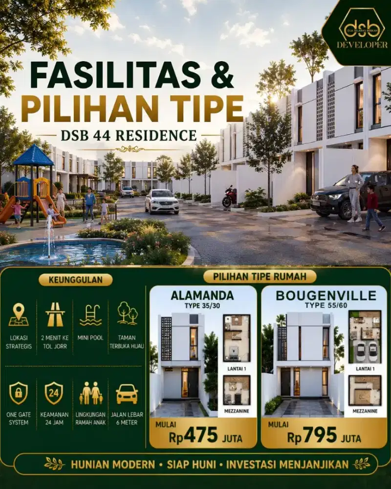 Rumah murah fasilitas kolam renang dekat toll bambu apus