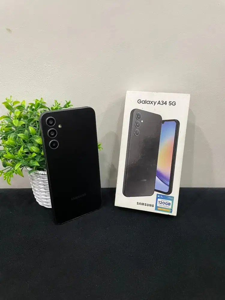 Samsung A34 5G 8/128 Black SEIN lengkap Unit + Dus Sinyal Permanent