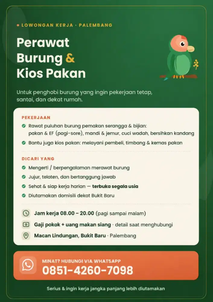 Loker Kicau Mania daerah Macan Lindungan