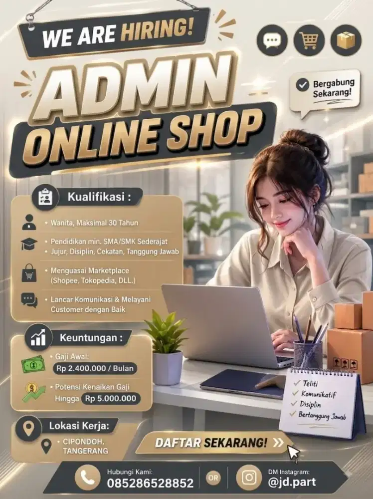 LOWONGAN PEKERJAAN ADMIN ONLINE SHOP