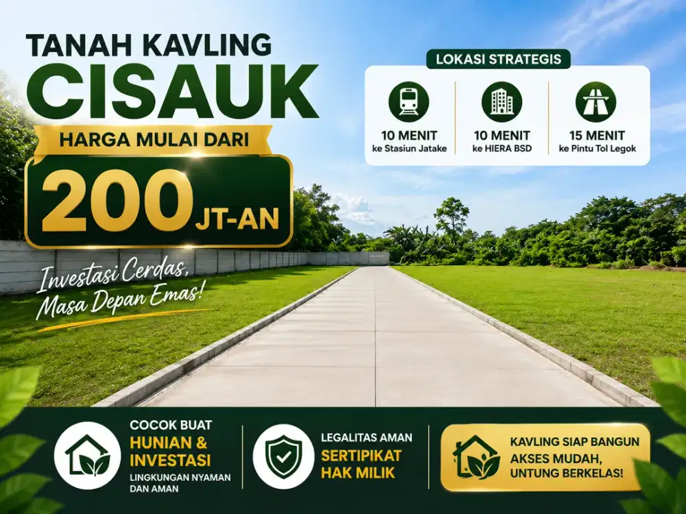 Tanah Kavling Murah Hanya 200 Jt-an Dekat HIERA BSD Land, SHM