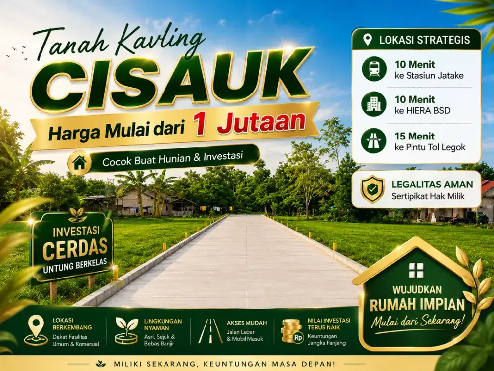 Kavling Murah Hanya 1 Jt-an Dekat Stasiun Jatake, SHM Terjamin