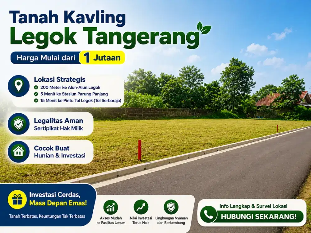 Tanah Dekat Alun-Alun Legok, Hanya 1 Jt-an SHM Terjamin