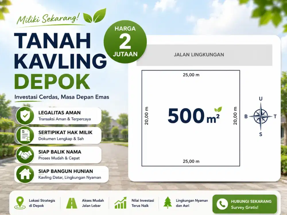 Kavling Tanah Dekat Terminal Pondok Cabe, 2 Jt-an SHM