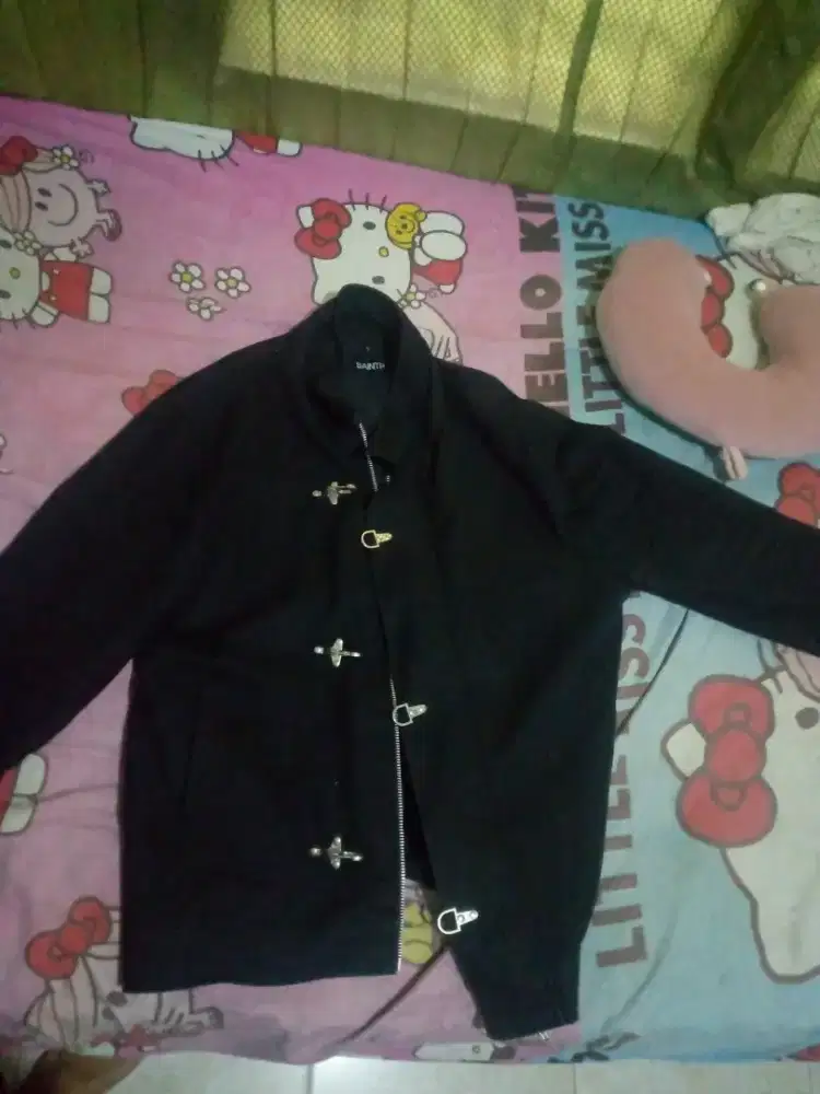 Jaket LEPIS Hitam Tebal Size S besar dan jam androi