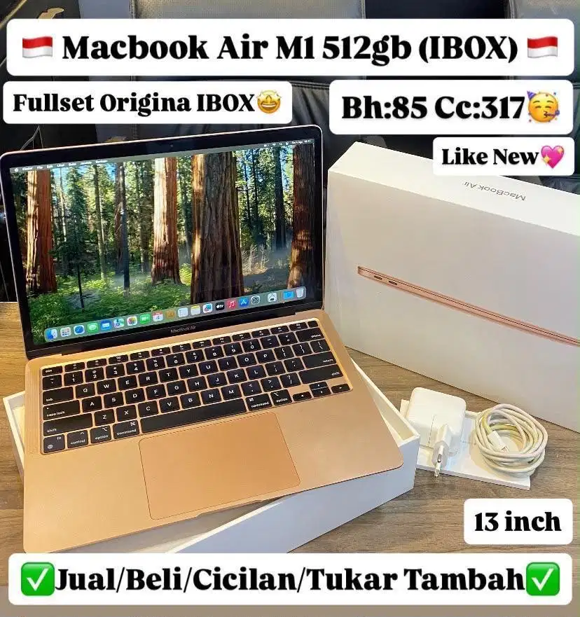 Macbook Air M1 8/512 Gb Gold Resmi ibox