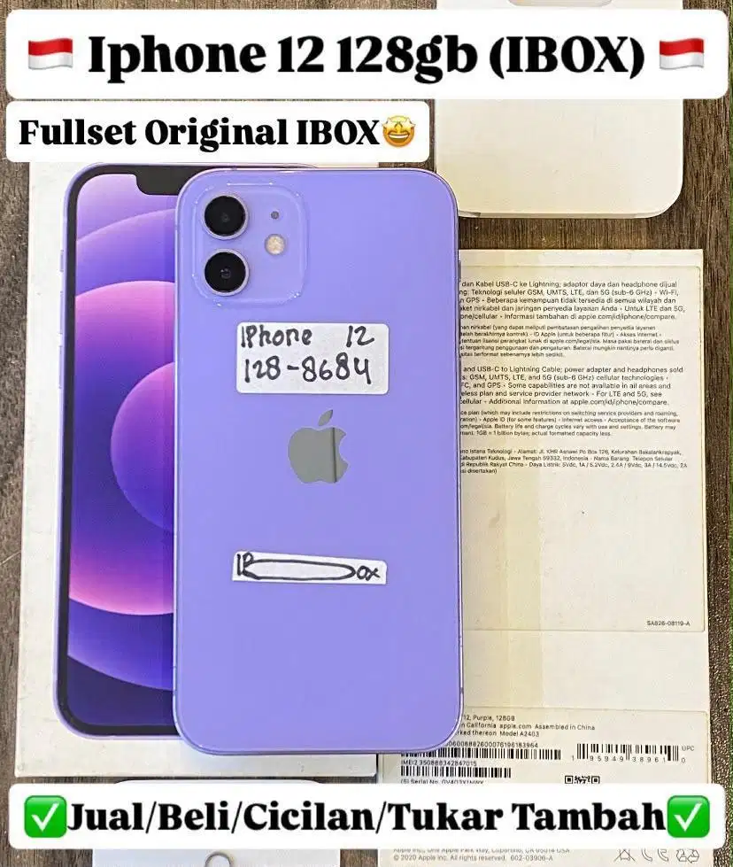 Iphone 12 128 Gb Purple Ibox resmi