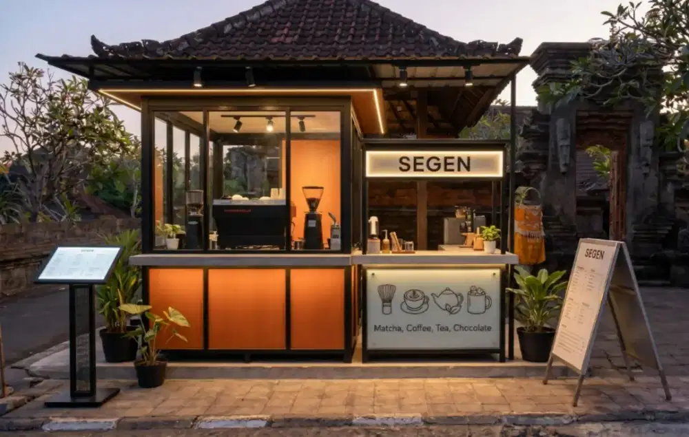 Karyawan stand minuman dan makanan