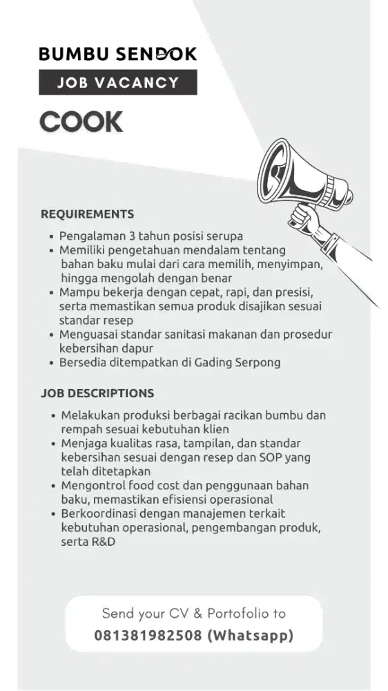 Crew Kitchen Helper Bumbu Sendok