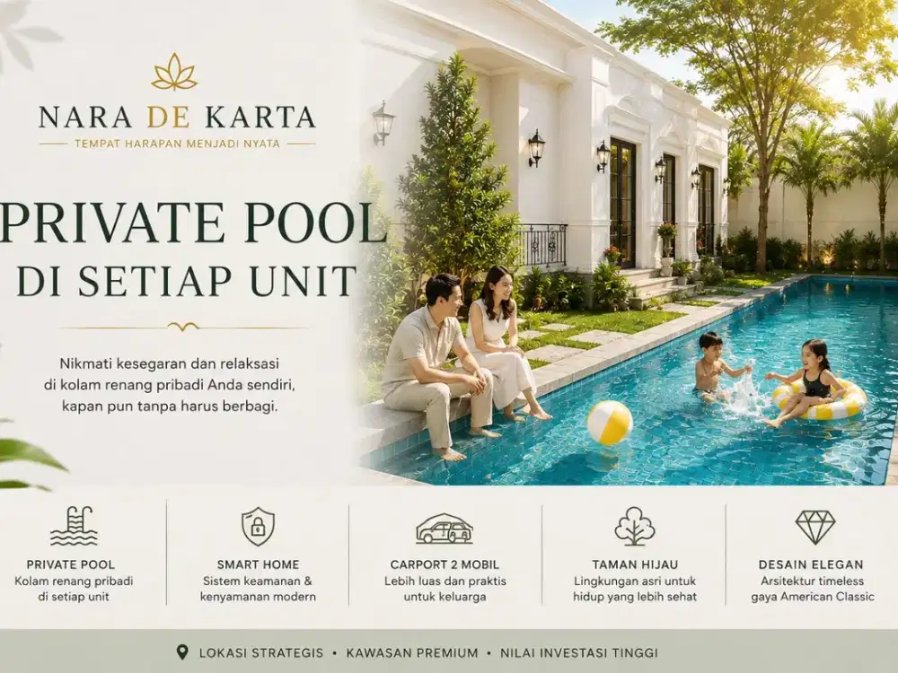Rumah 2 Lantai 3 Kamar Tidur dengan Private Pool Dekat Pasar Godean