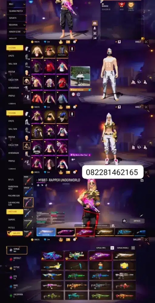 Jual akun random ff spek gg