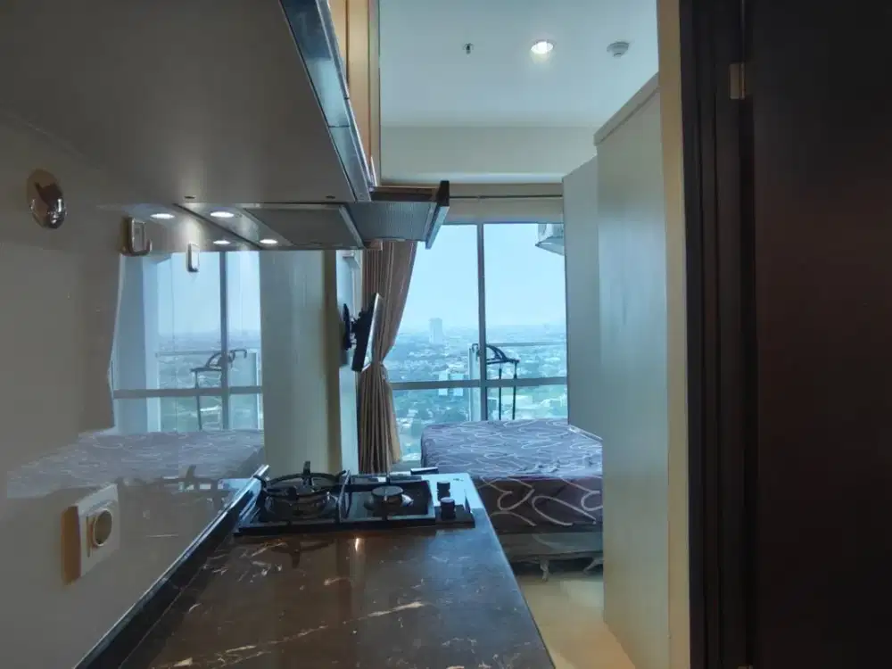 Apartemen Puri Mansion Disewakan Tipe Studio Favorit 21 m2 Kondisi Furnish Interior Estetik Senada Harga Termurah 25 Juta/Tahun