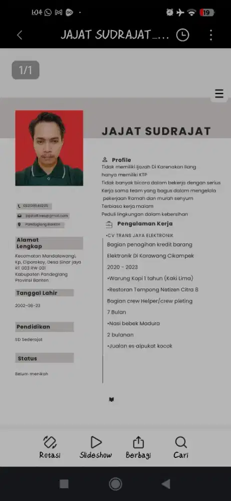 Mencari pekerjaan apa saja