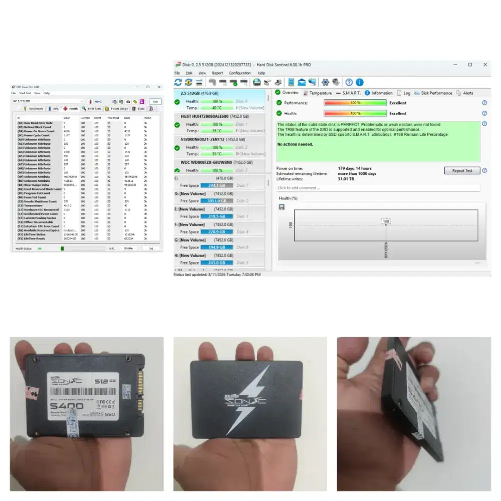SSD 512GB SONIC S400 (Sentinel 100/100)