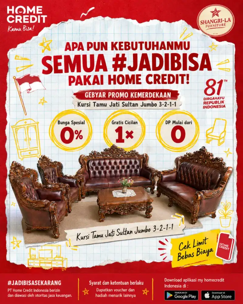 PROMO KREDIT KURSI TAMU JATI SULTAN JUMBO 3-2-1-1 TERMURAH SEKOTA PLG