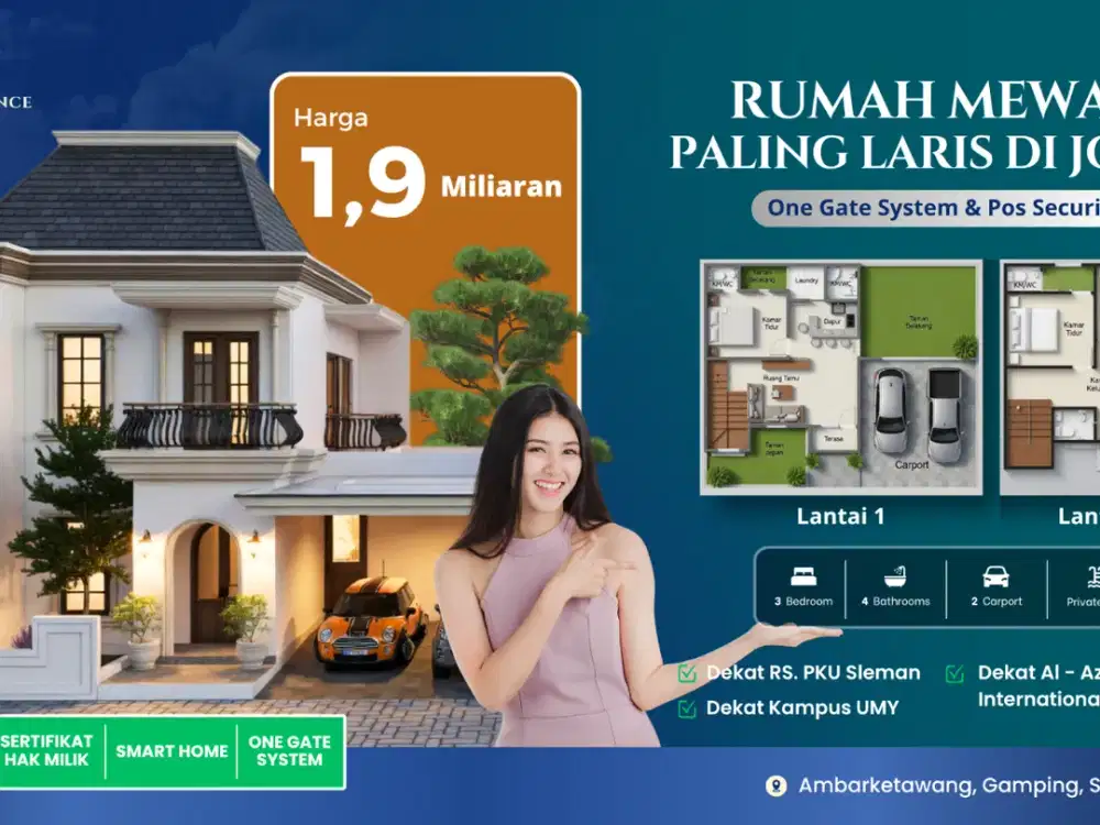 Dijual Rumah Mewah 2 Lantai Gamping SHM dengan Kolam Renang Pribadi
