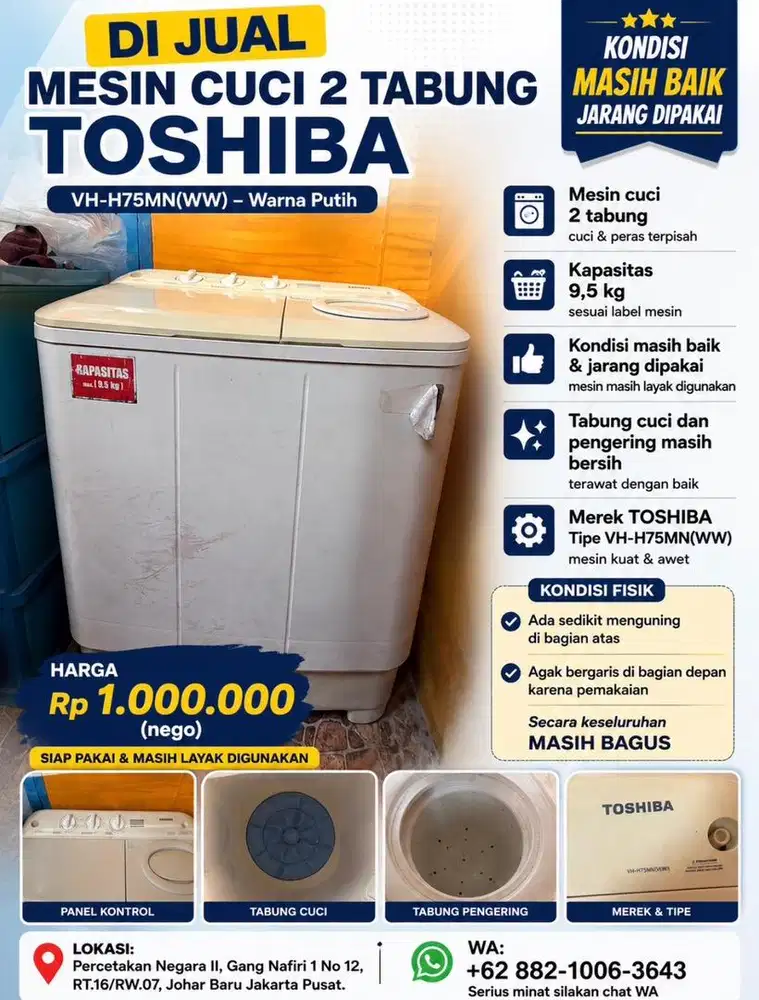 Di Jual Cepat Mesin Cuci 2 Tabung