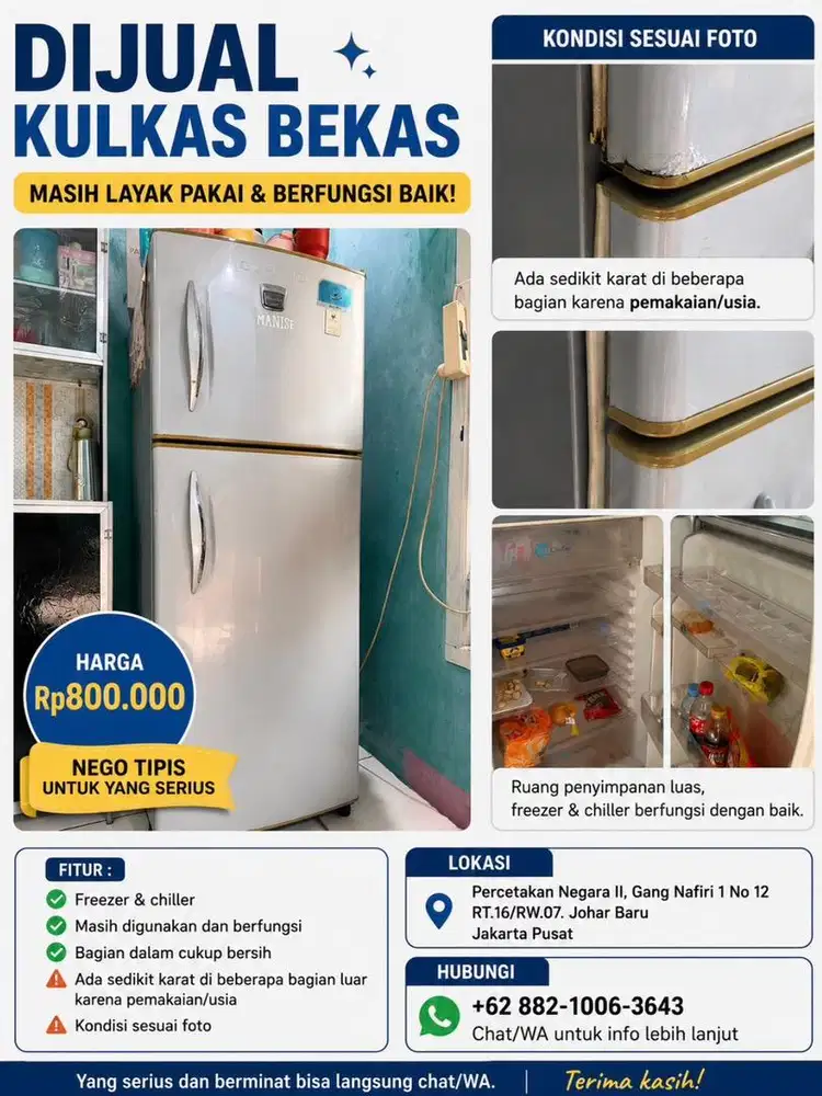 Di Jual Cepat Kulkas 2 Pintu