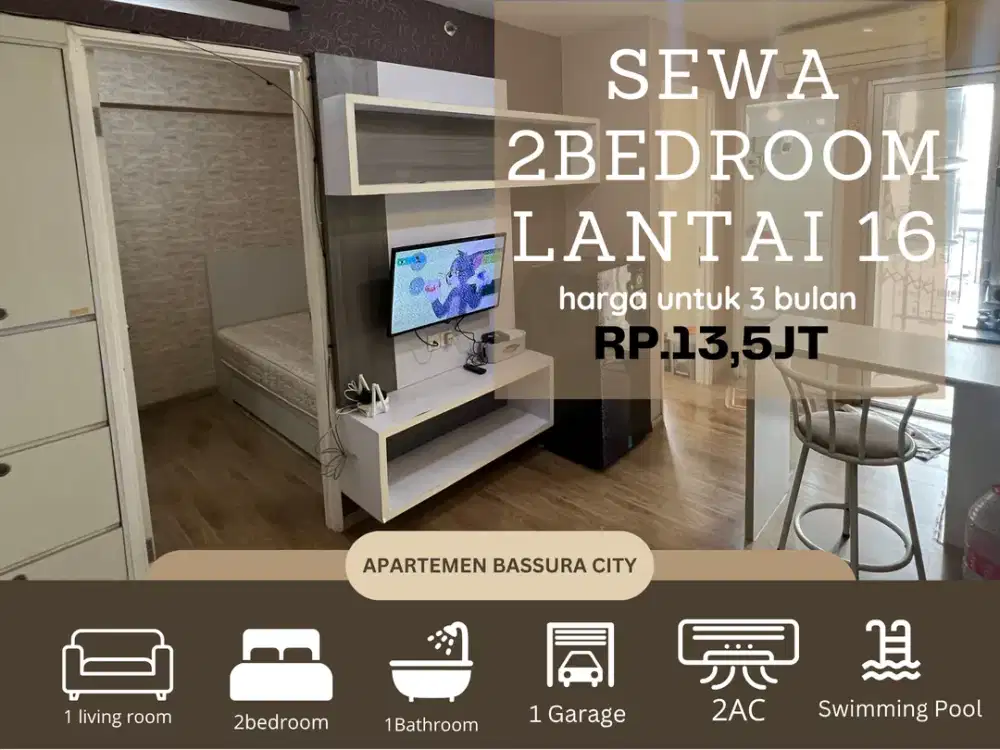 Disewakan 2kamar full furnis lengkap murah apartemen bassura city
