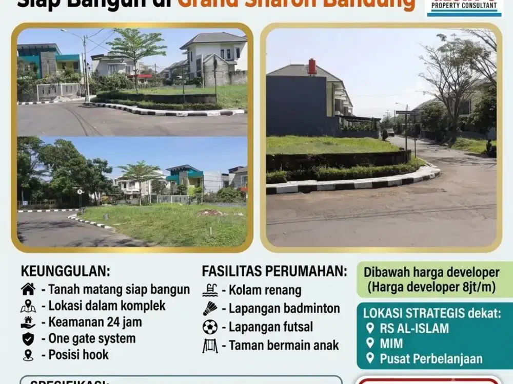 Di Jual Tanah Turun Harga di Bawah Harga Developer di Komplek Grand Sharon Tanah Hook Lingkuangan Nyaman