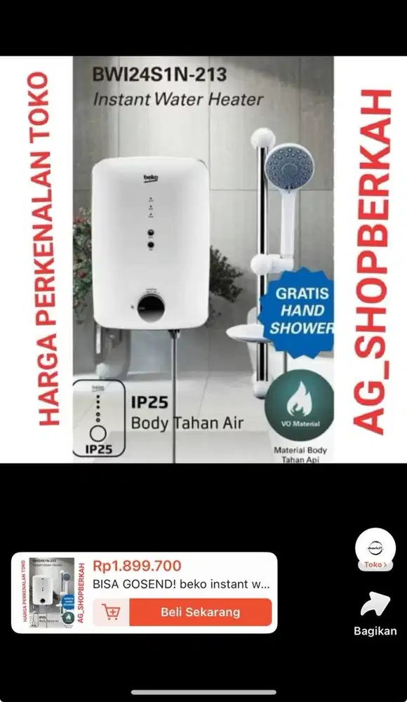 Water heater instant merk beko