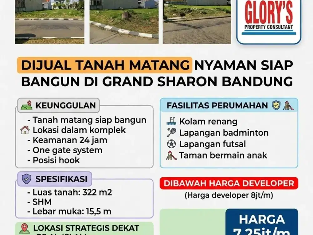 Di Jual Tanah Turun Harga di Bawah Harga Developer di Komplek Grand Sharon Tanah Hook dan Kotak Lingkuangan Nyaman