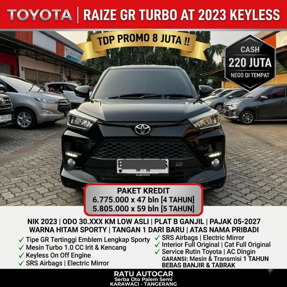DP PROMO 5JT RAIZE GR MATIC 2023 TURBO LOW KM 30 RB BLACK
